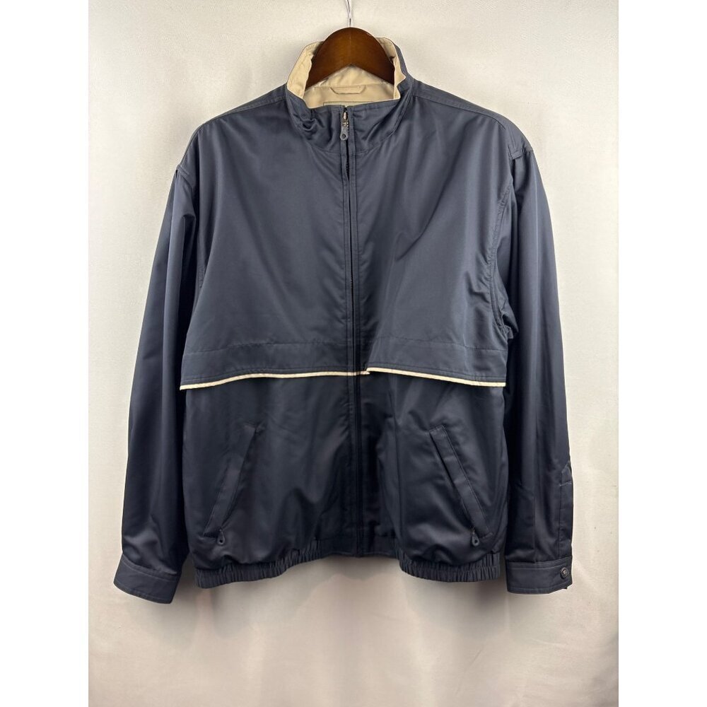 Men’s Vintage Cutter & Buck Navy Blue Windbreaker W/ White Accents & Logo Print